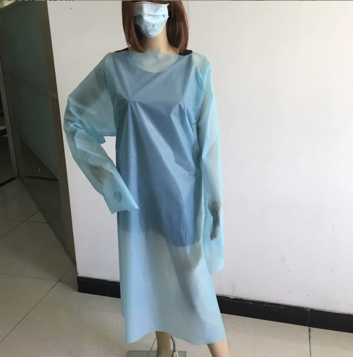 yellow 35g 120*190cm individual pack Thumb Loop Plastic Gowns