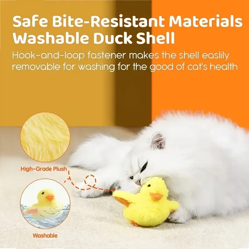 Rechargeable Flapping Duck Quack Chirping Beating Wings Kicker Kitten Plush Interactive Electric Cat Toys