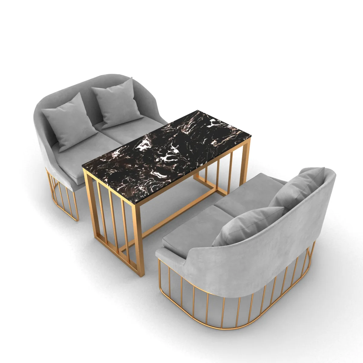 Modern 2-Seater Sofa Chair and Table Set for Restaurants Hotels and Coffee Shops Single Booth Bench with Fabric Material