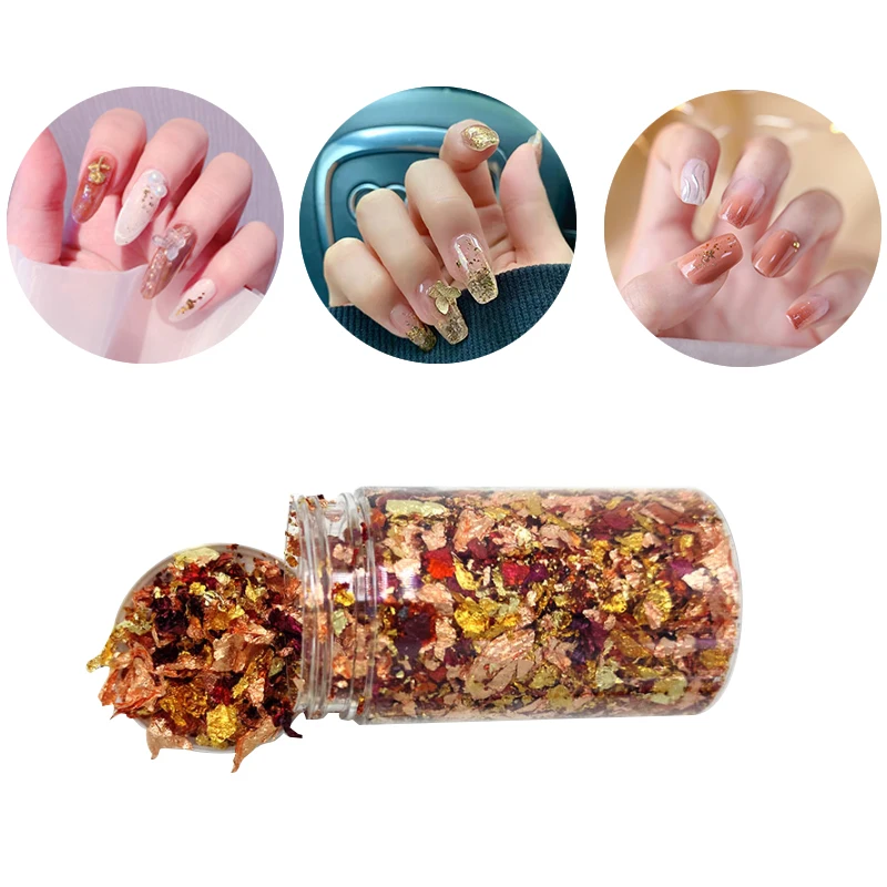 Italy Variegated Copper Foil Paper craft decoration furniture Gilding Colorful Flake DIY nail beauty Multi-color gold leaf sheet flake for nail