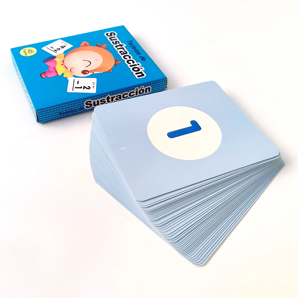 Custom Parent-child interactive game spanish language add subtract multiply and divide math flash cards