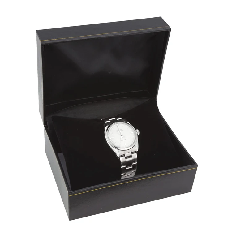 Custom Logo Made High Quality Small Quantity Recycled Cardboard Black White Watch Luxury Gift Packaging Paper Boxes With Pillow