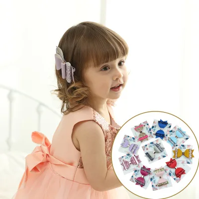 
Glitter Leather Hair Bows Lovely Girls Wedding Party Headwear Hair Clips For Princess Girls Handmade Hairgrips Hair Accessories 