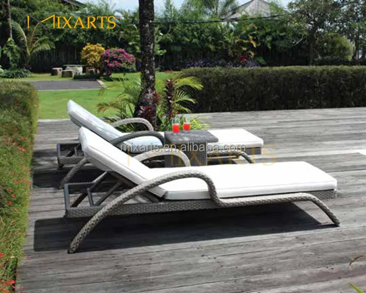 Adjustable Outdoor Pool Furniture Stackable Sun Lounger Beach Wicker Rattan Chair