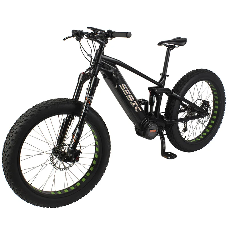 26inch fat tire mid drive ebike full suspension 1000w electric bicycle