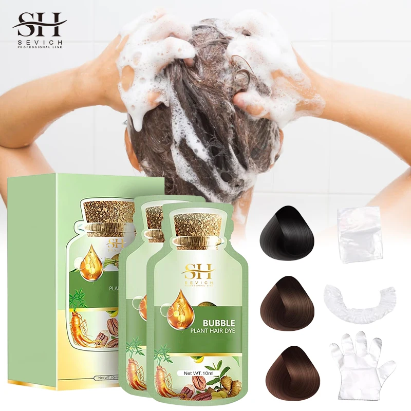 Free Sample Hair Dye Shampoo 3 In 1 Professional Permanent Herbal Natural Black Hair Dye Hair Color Shampoo For Men And Women