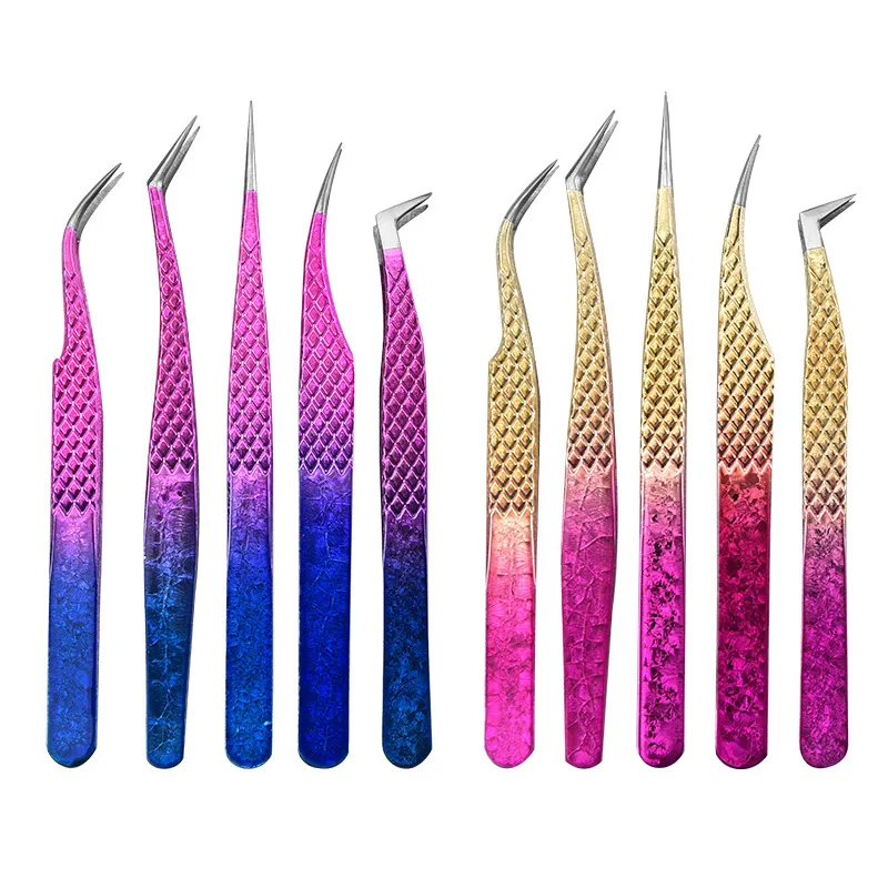 Custom logo Private Label Pink Plastic Lashes Applicator Tweezers Bulk Magnetic Lash Tweezers packaging False Eyelash Tweezers