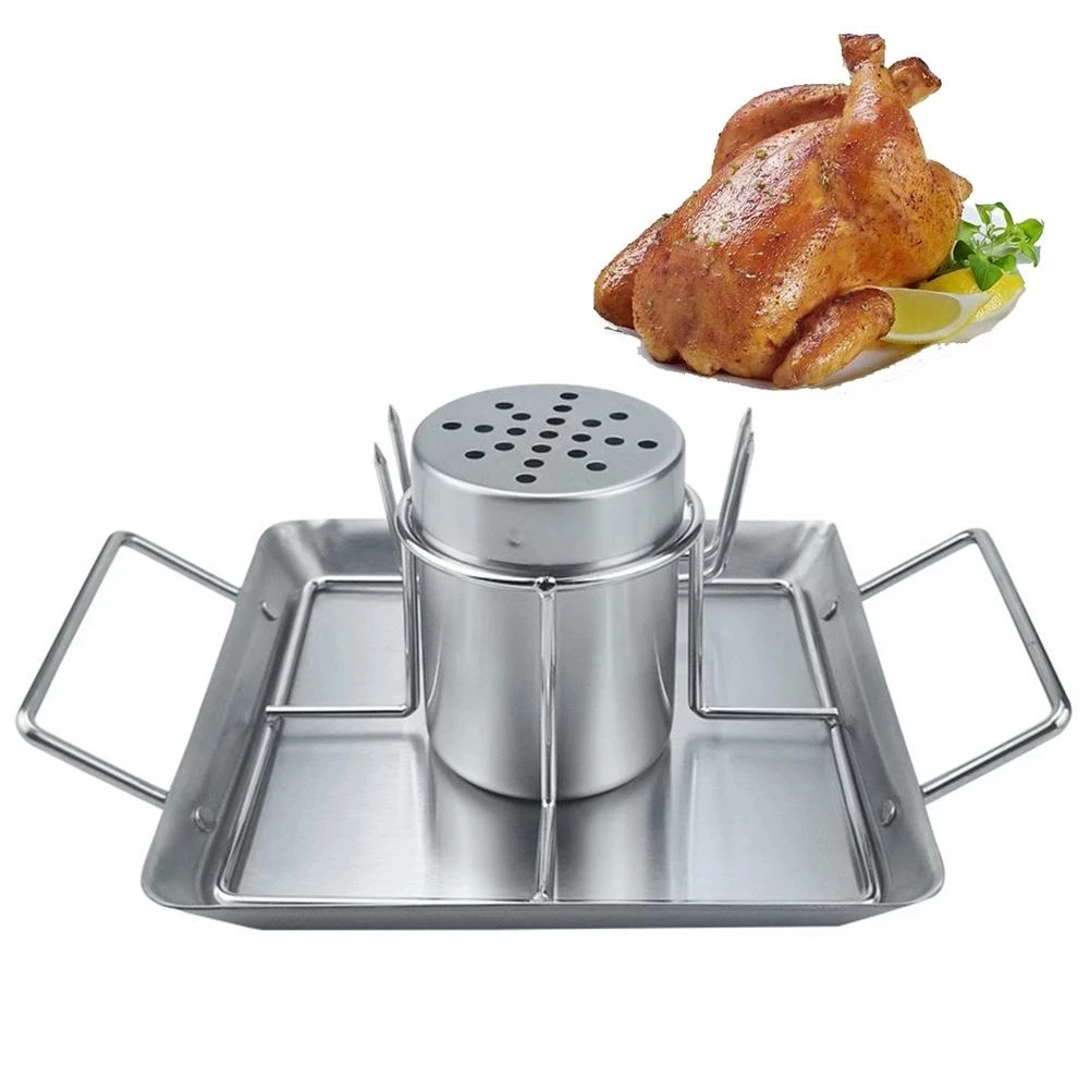 Stainless steel Roasting Holder BBQ Cave Tools Roaster Rack Plate Beer Can Chicken Duck Outdoor Stand Holder Rack
