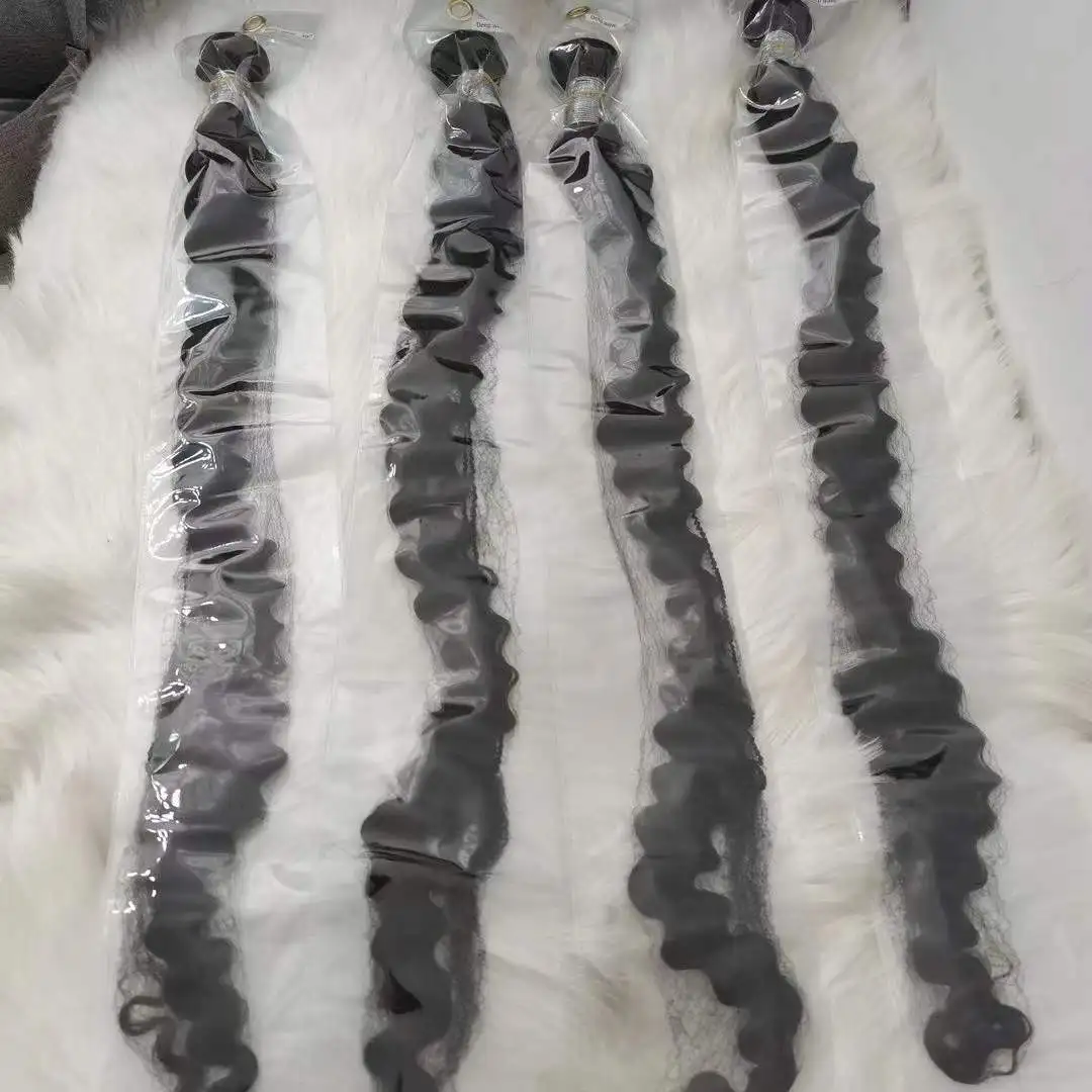 Amara Good Quality cuticle align deep wave bundles deep wave hair bundles 5x5 closure high quality deep wave bundles