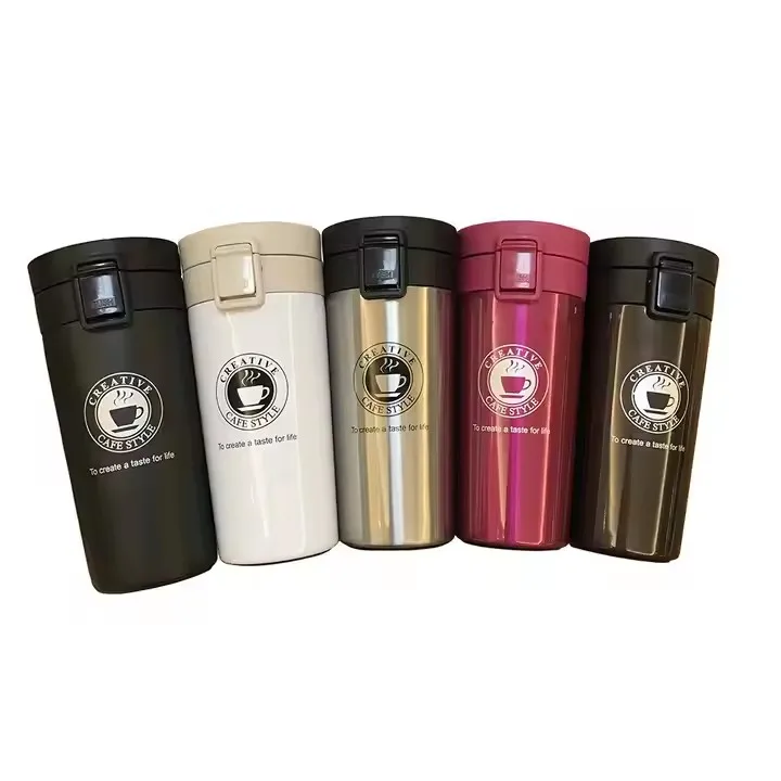 380ML 500ML Stainless Steel 304 Vacuum Double-Layer Thermos Cups Bounce Portable Coffee Cup Flip Lid Coffee Mug