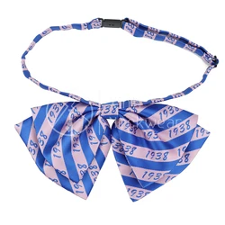 Fashion Hot Selling 1938 Sorority Blue Pink Striped Polyester Woven Jacquard Women Bow Tie Custom