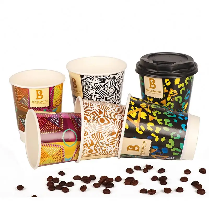 Eco-Friendly Disposable Coffee Cups Waterproof Hot Drink Paper Cup With Lid