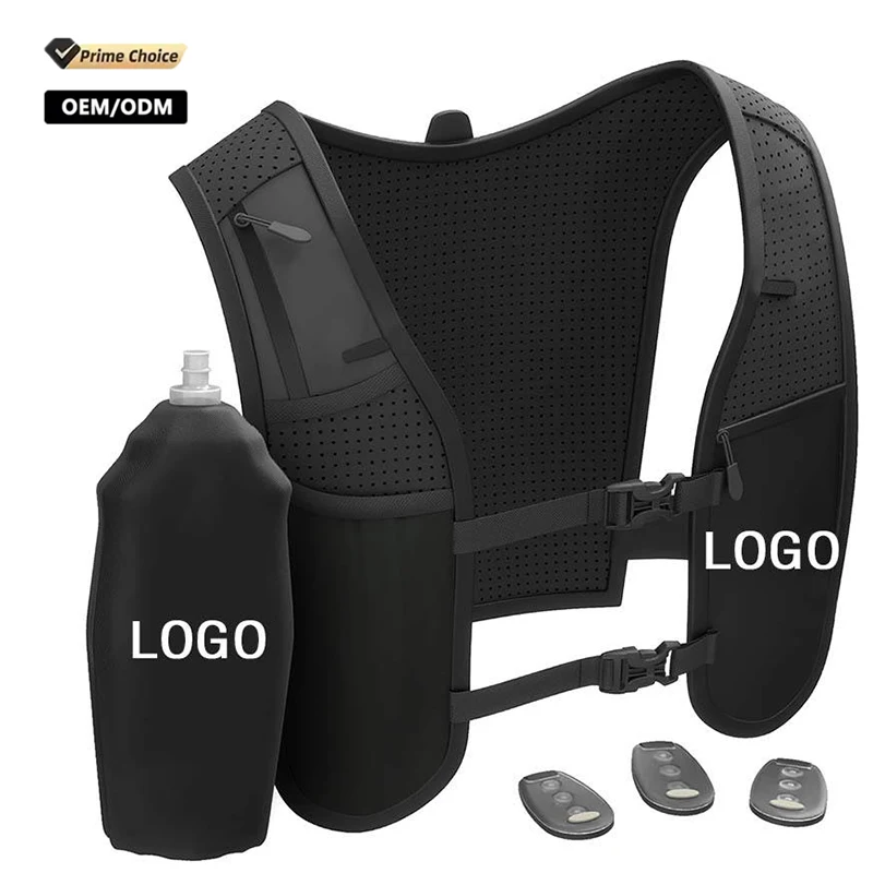 Unisex Reflective Vest Adjustable Hydration System Durable Lightweight Running Backpack featuring Water Bottle Fashionable