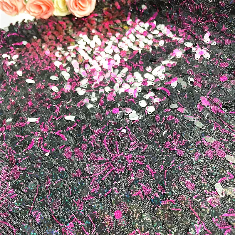 Special Encrypted Sequins And Foil Printed Fabric Wedding Sequins Costume Dance wear Party Stage Fabric Hot Sale