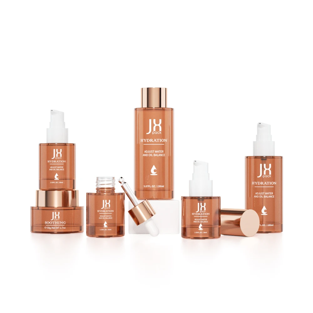 wholesale 30 40 50 60 100 120 150 ml skincare packaging empty luxury cosmetic glass lotion pump bottle and cream jar