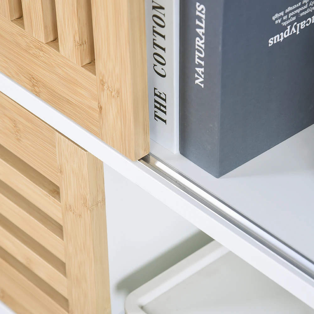 MDF Furniture Wood Pattern 6 Cubes Shelf with Wooden Doors Living room Bedroom Cabinet Corner Storage Cabinet