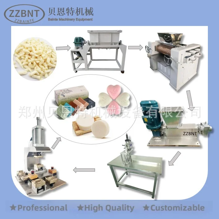 ZZBNT Soap Machine Price 300kg/H Small Scale Toilet Soap Mixer/Plodder/Cutting/Packing Making Machine Soap Equipment