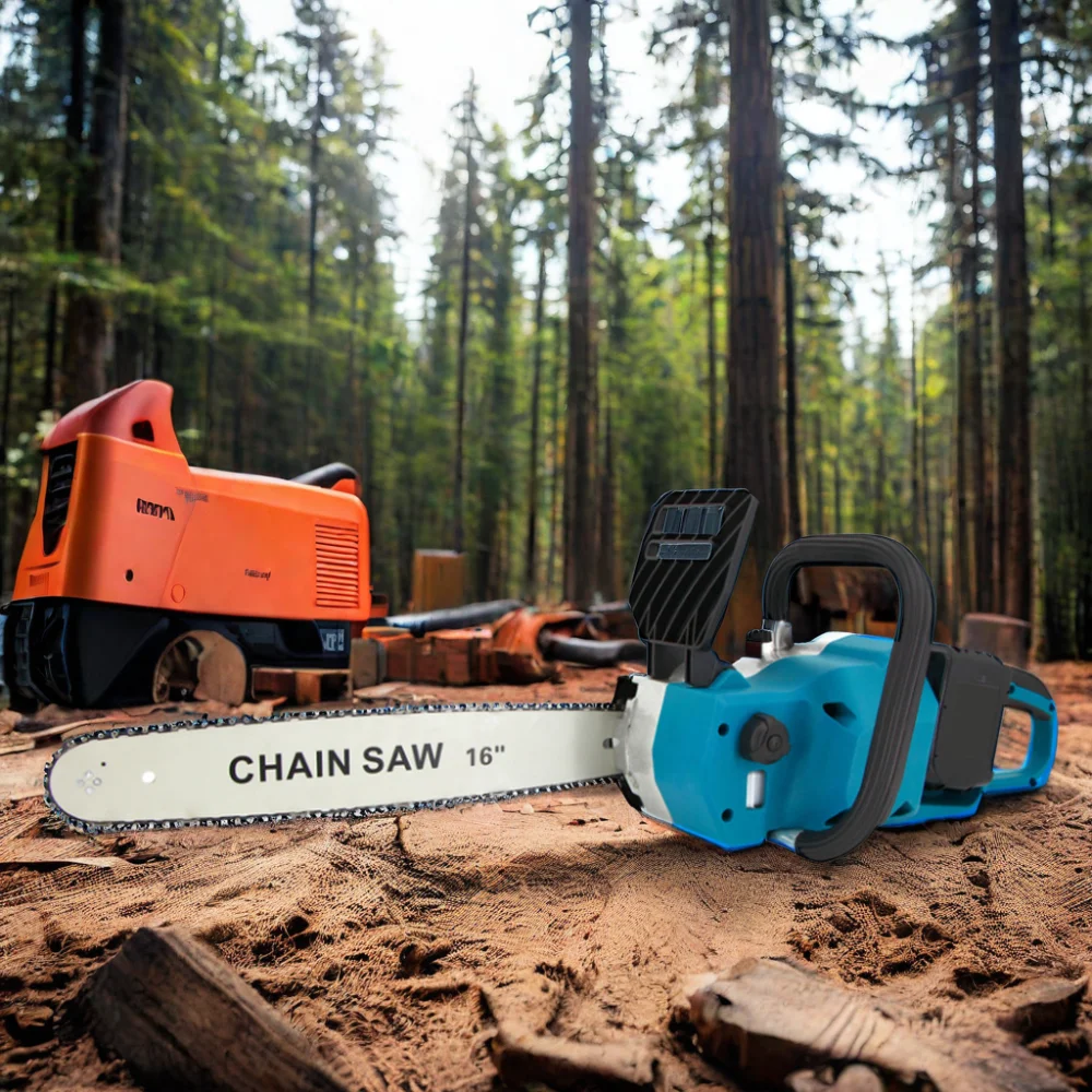 MKT 16 Inch Battery Tool Cordless Lithium ChainSaw Wood Cutting Machine Garden  Electric Power Long Reach Chain Saws