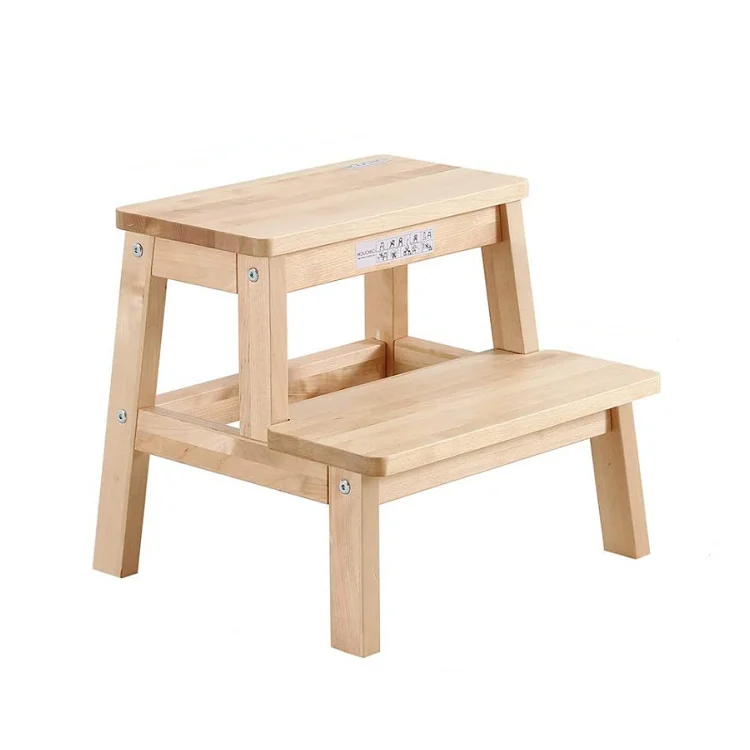 Custom 2 step multipurpose bedside bathroom kitchen wooden stepping stool