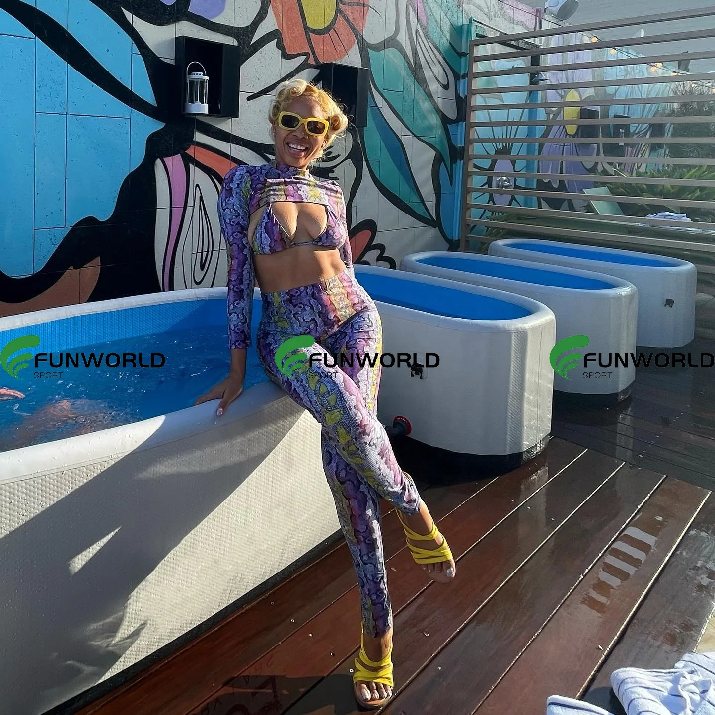 Funworldsport OEM/ODM Inflatable Ice Baths Cold Plunge Bath Inflatable Bath Tub With Pump For Adult