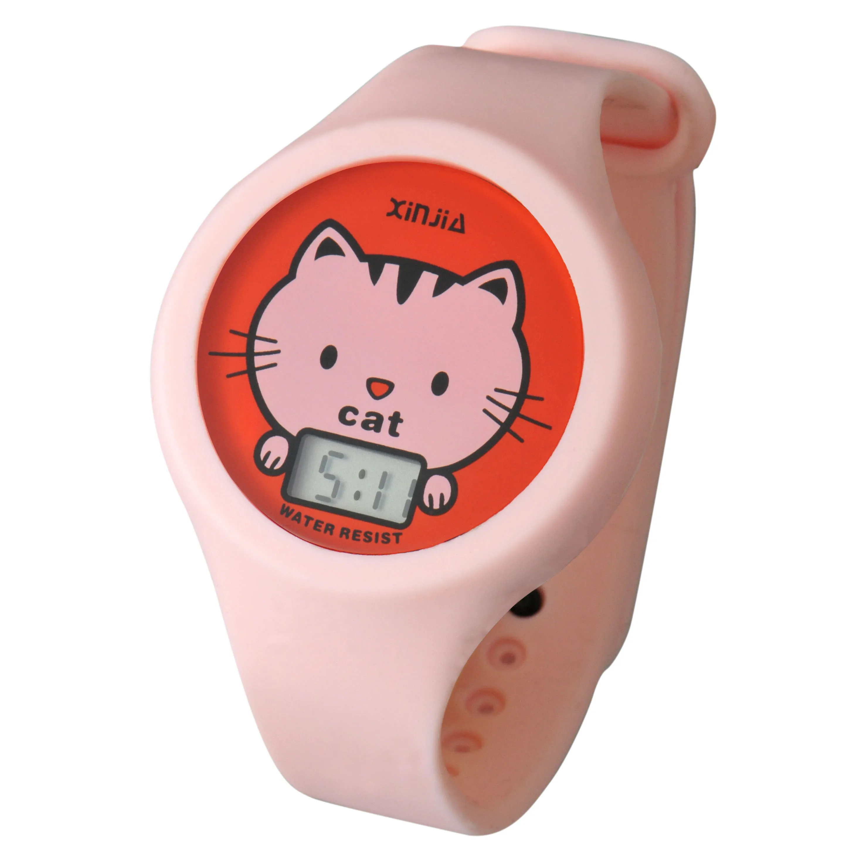 Xinjia Children Plastic Cartoon Watch Customized Oem Digital Wristwatches Silicone Cute Animals Watches Without Light