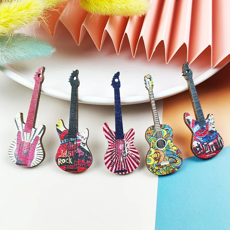 Guitar Wooden Charms Fit DIY Jewelry Making Musical Instrument Earring Pendant Handmade Craft