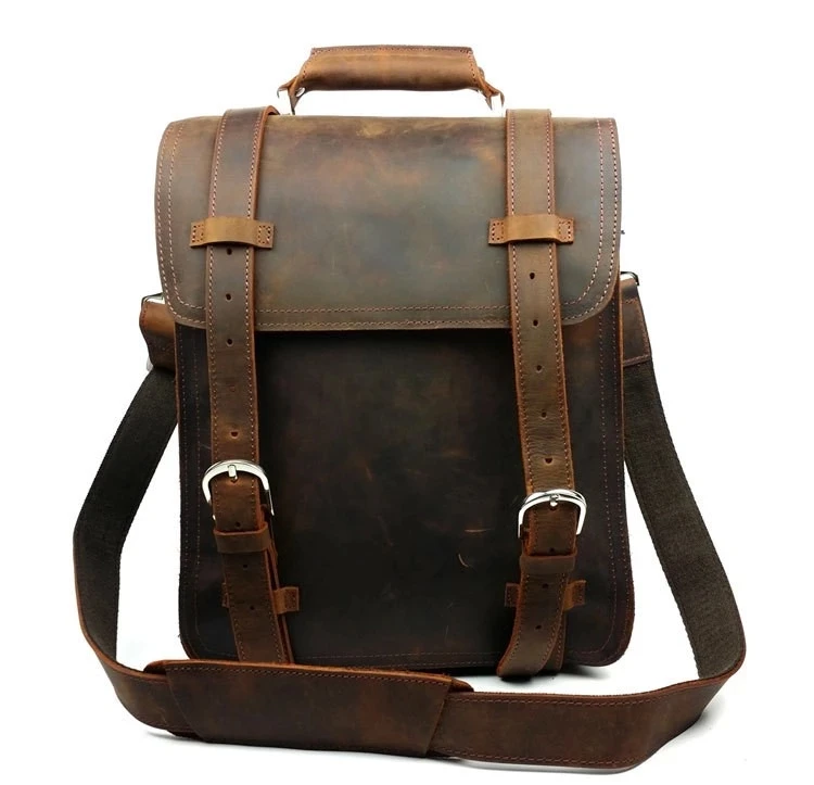Customized wholesale coffee vintage back pack bag male drawstring rucksack hipster school man canvas leather backpack for men