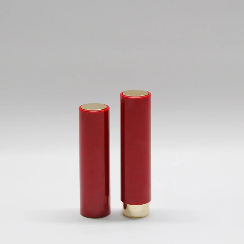 Wholesale lipstick tubes red lipstick container luxury metal lipstick tube empty plastic tube for cosmetic packaging