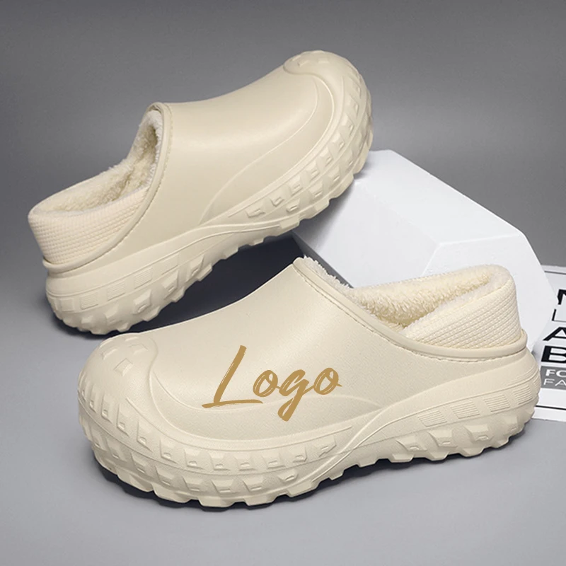 2024 Winter Outdoor Fashion Sport Warm Furry Custom Printed Logo Fur Sandals Slippers Shoes With Logo For Men Women