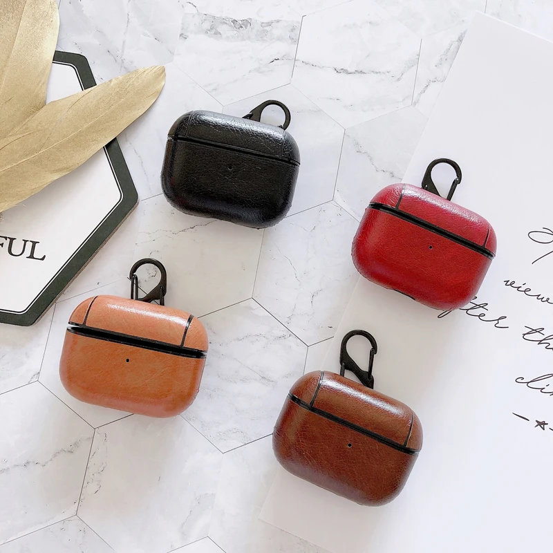 Shockproof luxury designers earbuds ear pod case protective pu leather earphone case