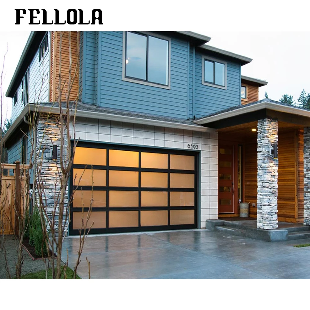 High quality interior home aluminium bi fold clear glass with motor garage door