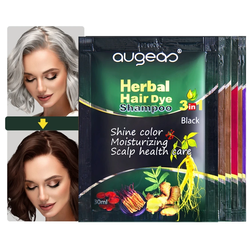 30 мл темно-коричневая кофейная краска цвет черные волосы шампунь Саше для седых волос