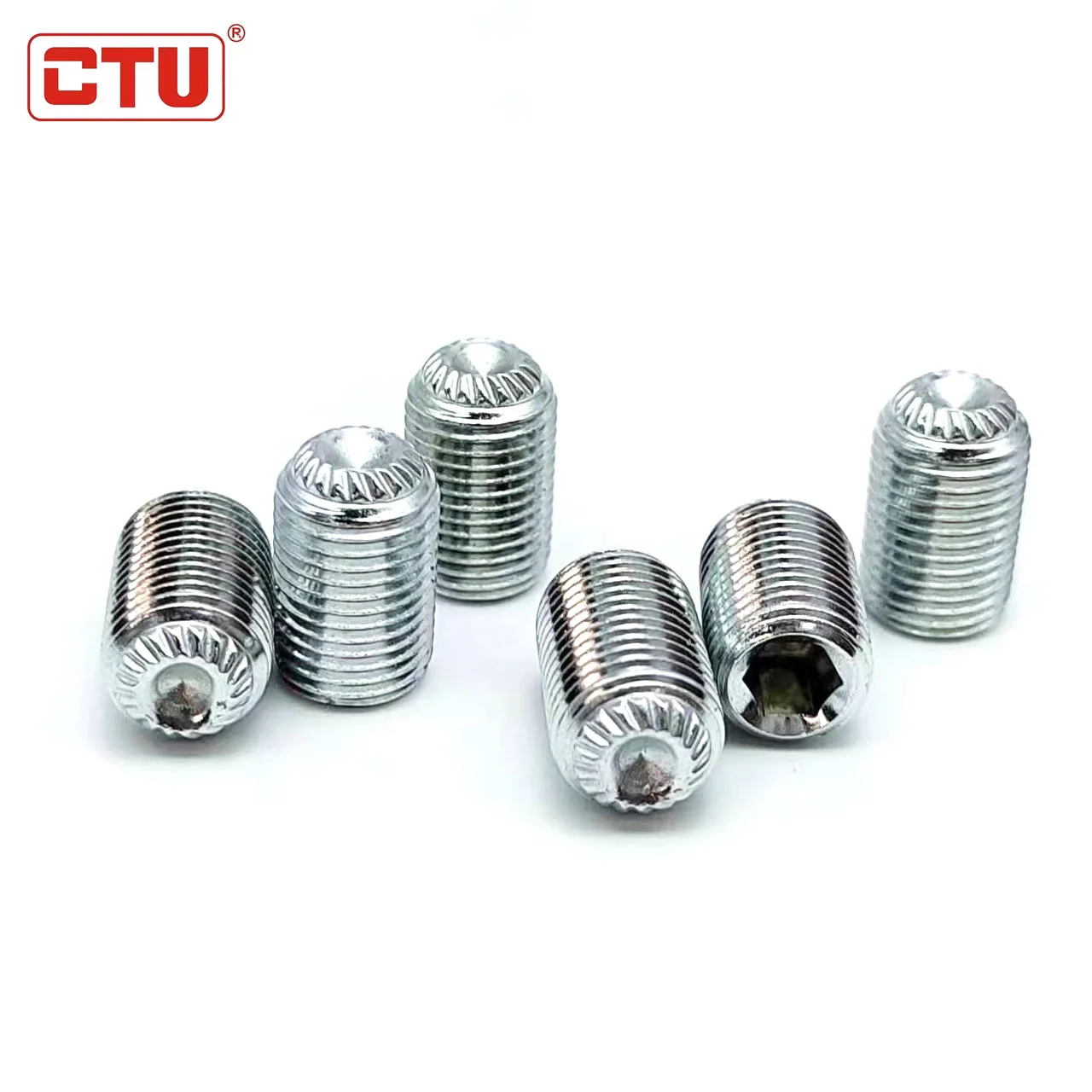 factory  alloy steel socket set screw with cup point 45H grub 12.9 DIN916K  M3-M16 fine thread with knurl