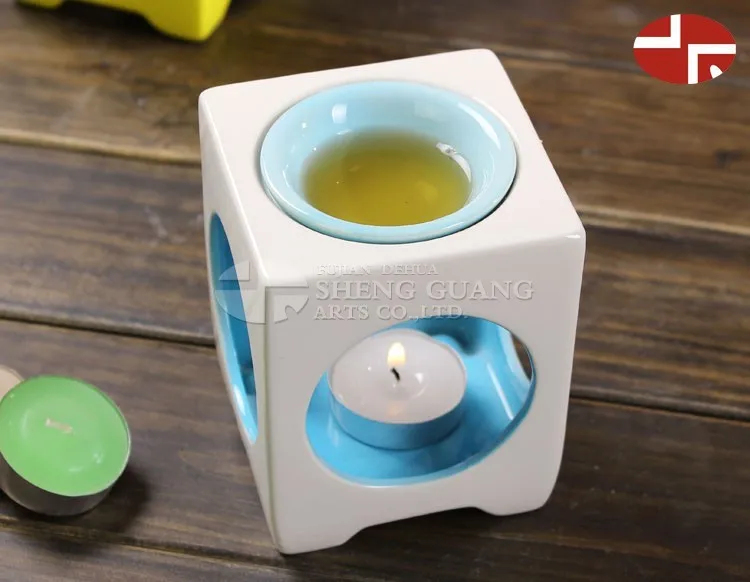 Ceramic painting design dolomite aroma burner furnace essential T-light candle holder