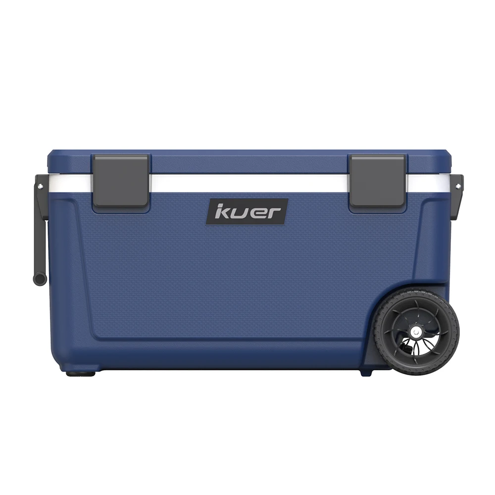 Kuer 70QT outdoor camping blow mold custom plastic ice chest cooler box with wheels