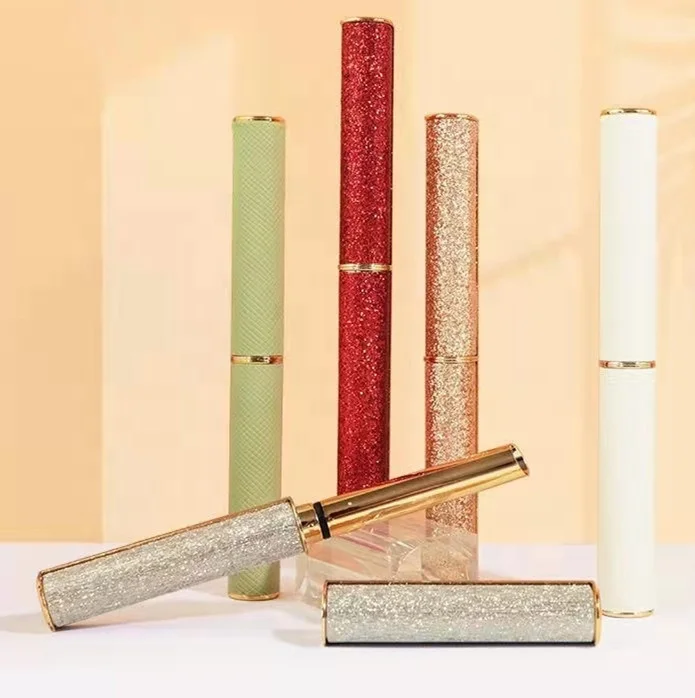 Hot Luxury shiny golden leather white red green pink lipstick case bling color empty lip balm packaging pressed lipstick tube