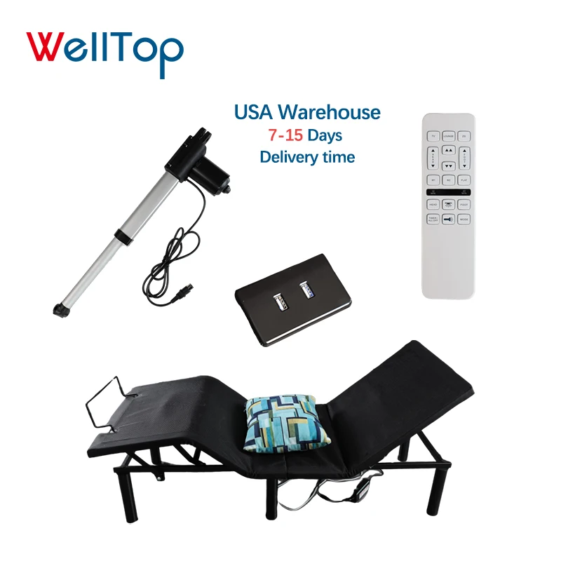 WELLTOP Hot Sale European Electric Bed Remote Control Adjustable Smart Bed Bed Frame Foldable Lifting for Home Homestay Hotel