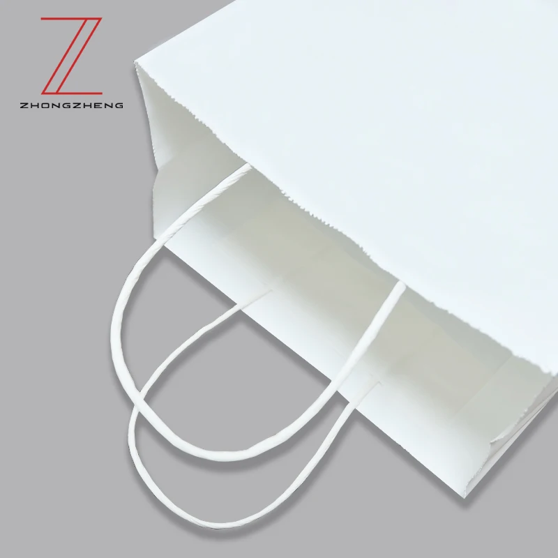 Cheap wide handle white custom kraft paper bag environmental friendly shopping paper bag Gift paper bag recyclable