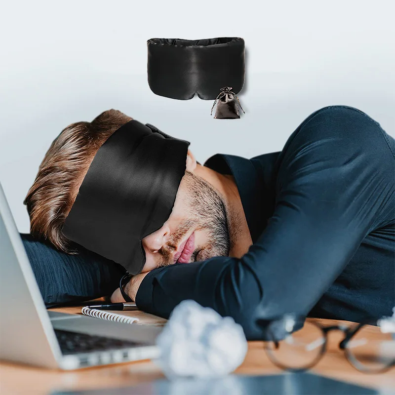 Wholesale Custom 100% Mulberry Silk Eye Mask with Adjustable Velcro Large Size silk Sleep Mask for women