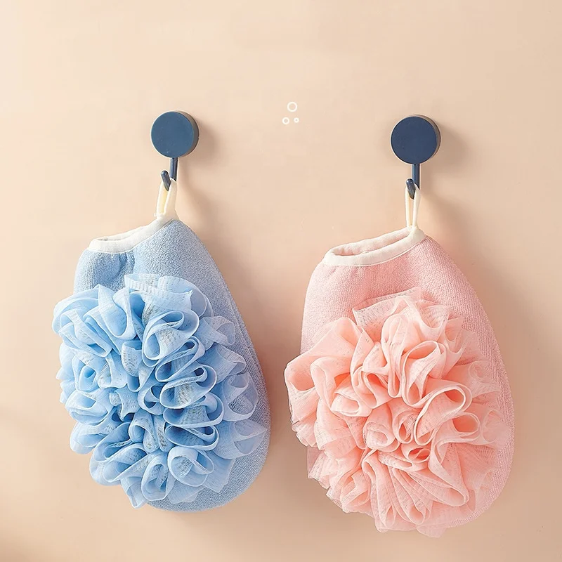 New design double sides bath gloves and massage bath sponge multi function exfoliating bath tool