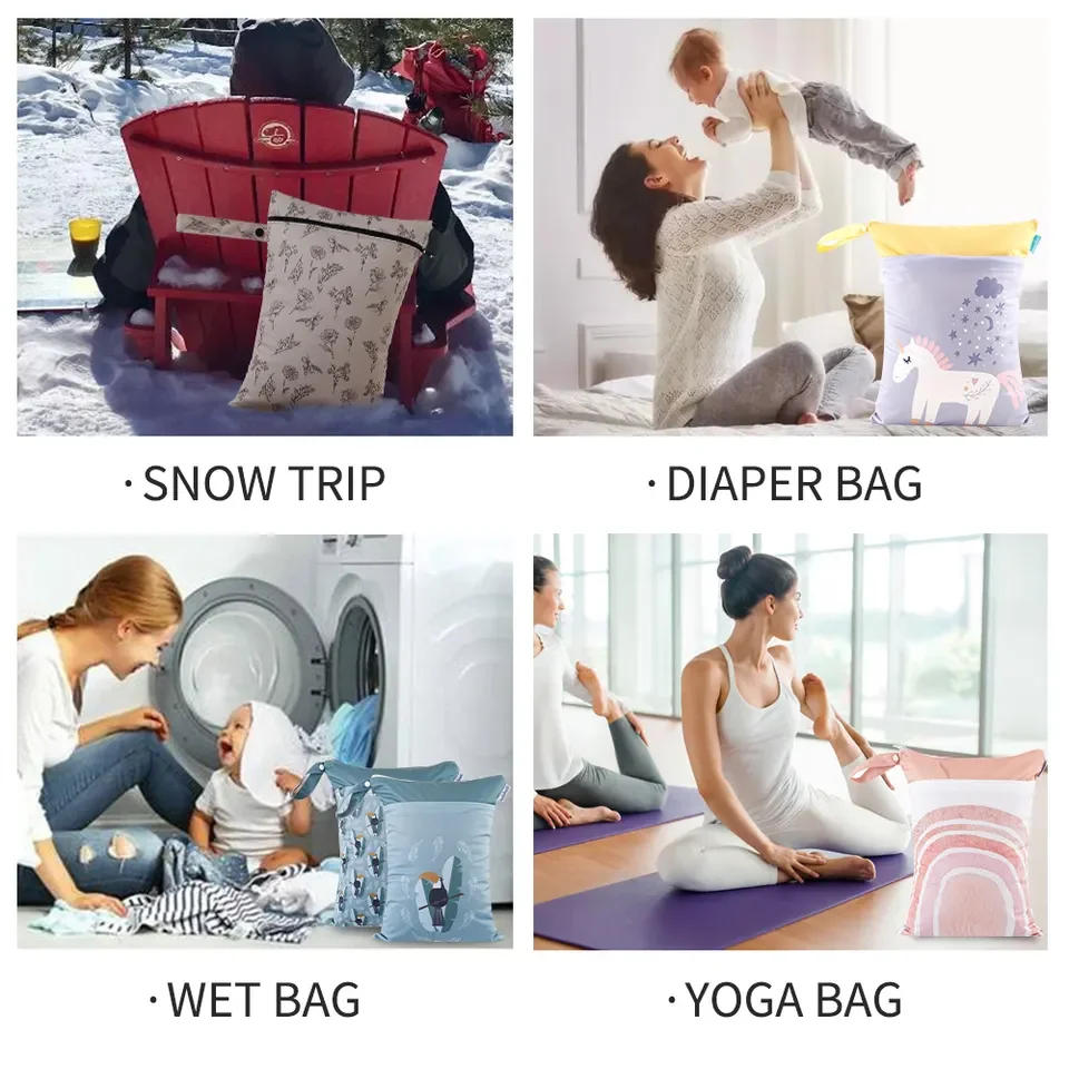 Happyflute Factory Wholesale Baby Cloth Diaper Wet Bag Waterproof Makeup Bag Traveling Gym Diaper For Pool Swimming Bathing Suit