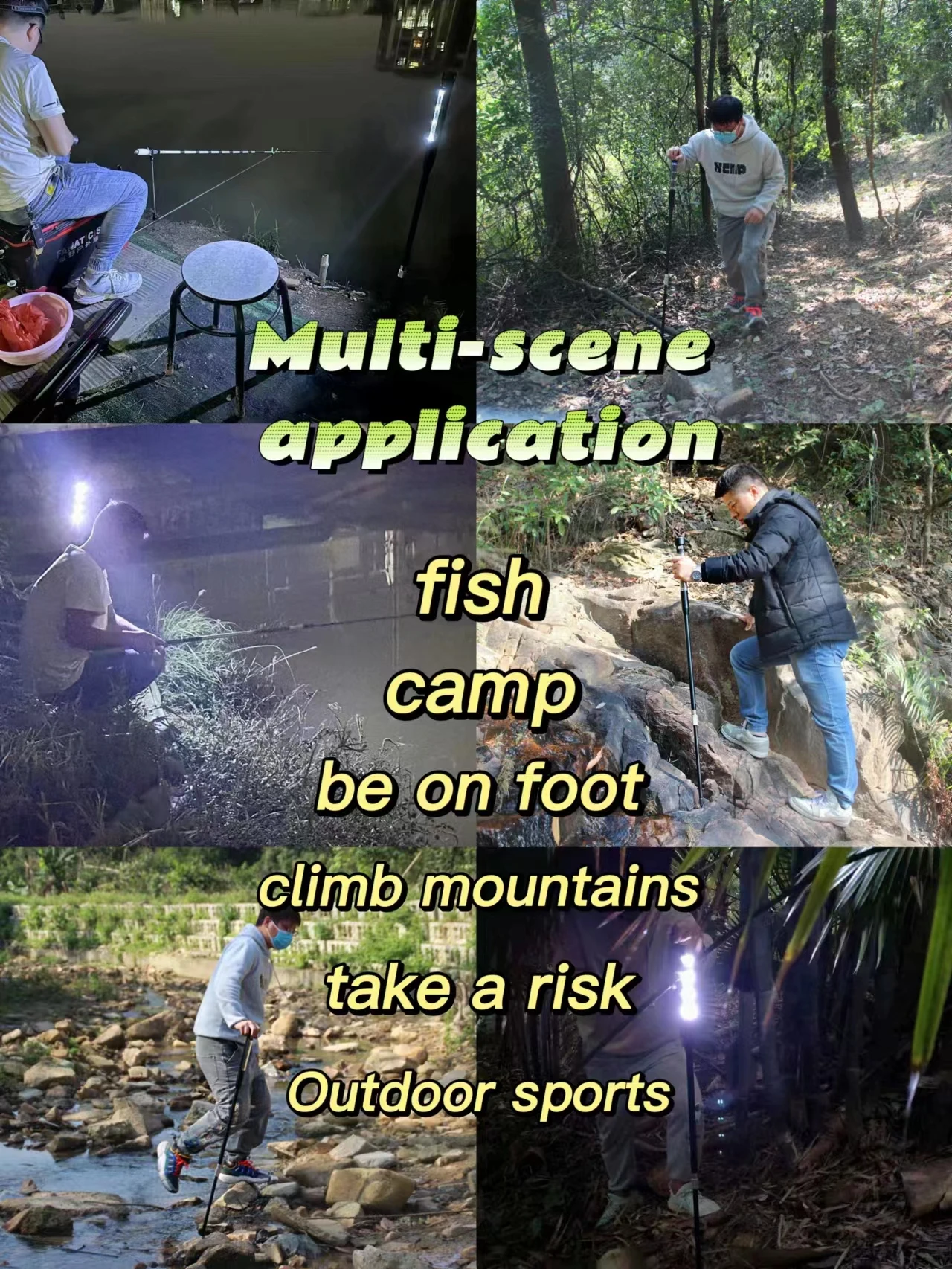 Multifunctional Adjustable Telescopic Aluminum Alloy Hiking Walking Stick Trekking Poles For Hiking Collapsible Self Defense