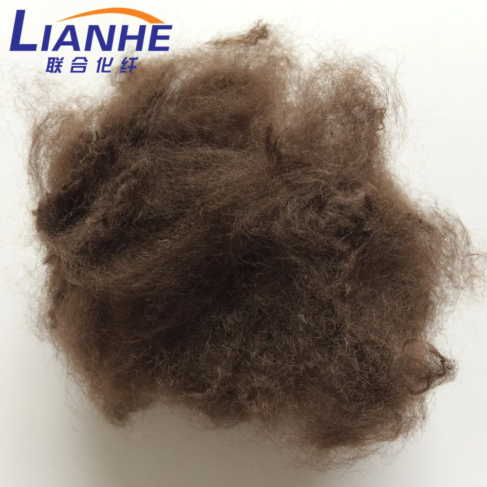 regenerated 3D or 6D olive shade solution dope dyed psf fiber for geotextiles