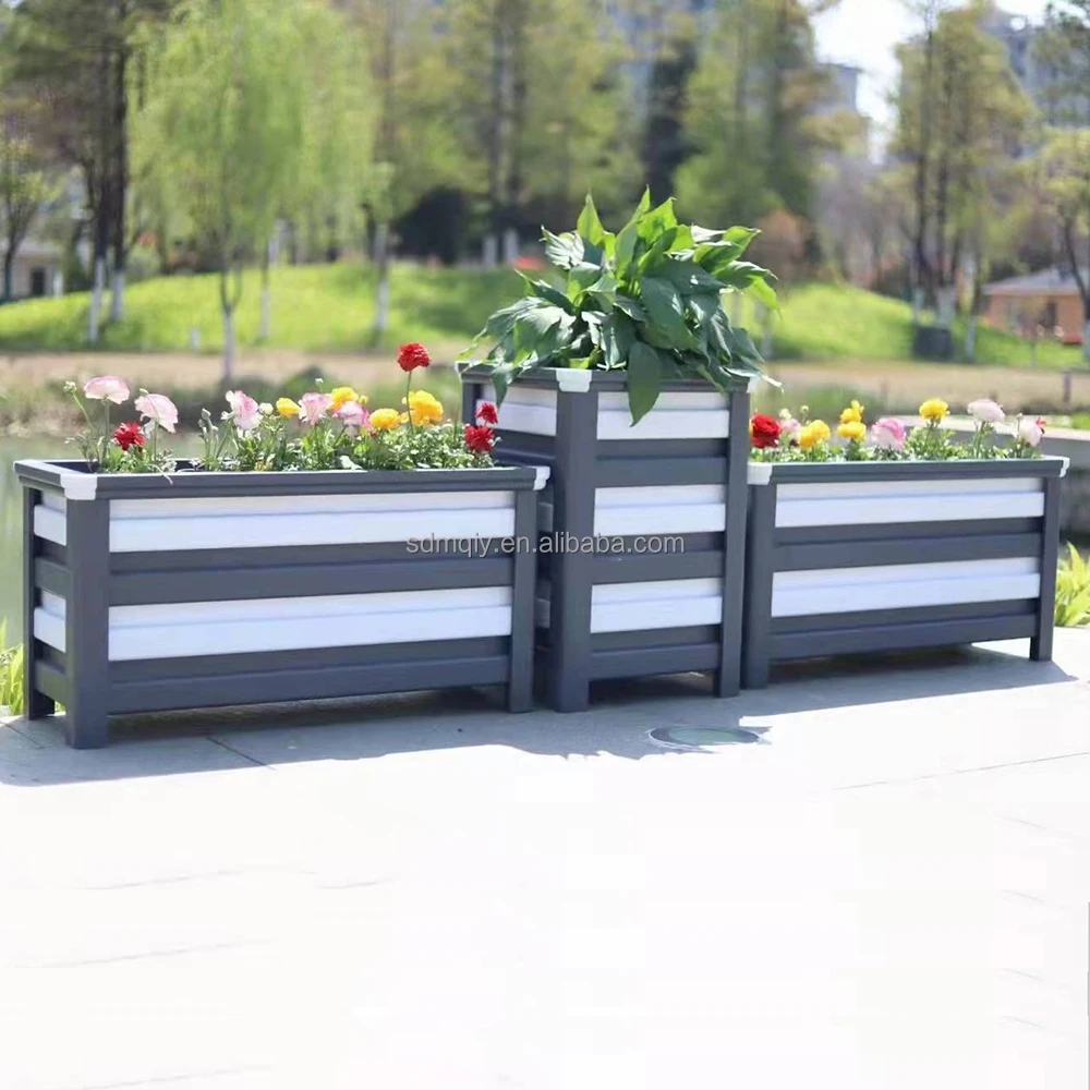 Manufacturer Outdoor flower pot square street planting box aluminum alloy flower box, combination metal flower pot