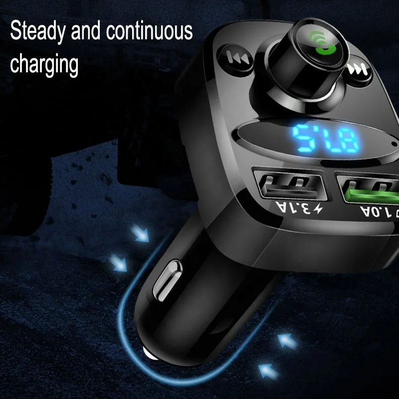 FM Transmitter Car MP3 Player TF Card U Disk Playback 3.1A USB Car Charger wireless Handsfree Bluetooth Car Kit FM Modulator X8