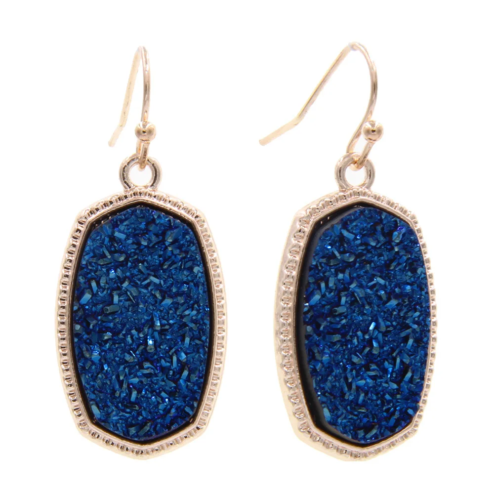 luxury designer jewelry women Oval Style Resin Drusy Druzy Charms Earings Brand Jewelry for Wedding Party Gift Christmas RGOLD