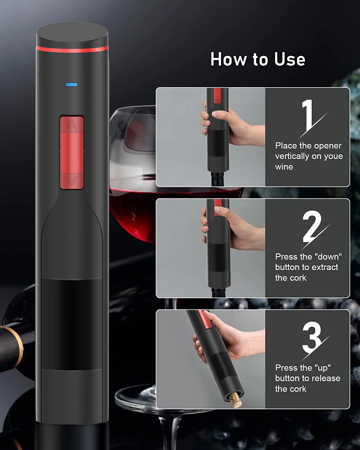 Factory Wholesale Automatic Electric Corkscrew Gift Set With Charging Base Luxury Box Portable Multifunction Wine Bottle Opener