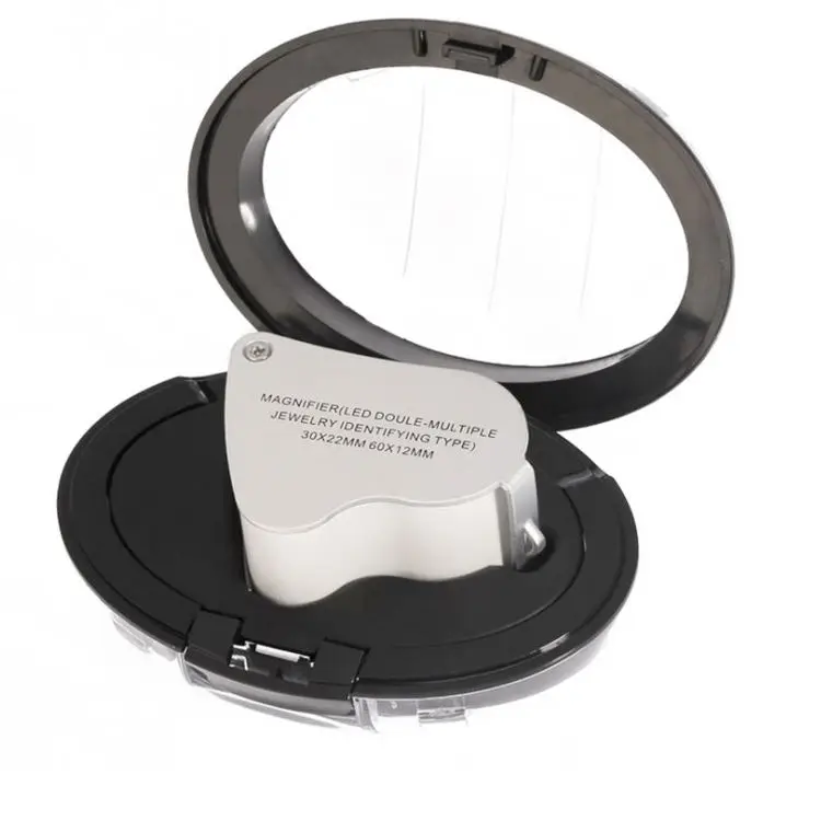 30X 60X Illuminated Jewelers Eye Loupe Magnifier Foldable Jewelry Magnifier with Bright LED Light for Gems Jewelry Coins Stamps