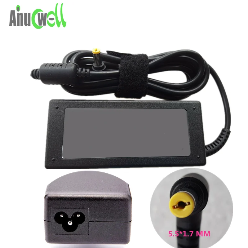 Notebook DC Adaptor Laptop Power Charger 19V 3.42A 65W AC Adapter 5.5 x 1.7mm Yellow Tip Power Supply for E3-111 E3-112 E3-112M