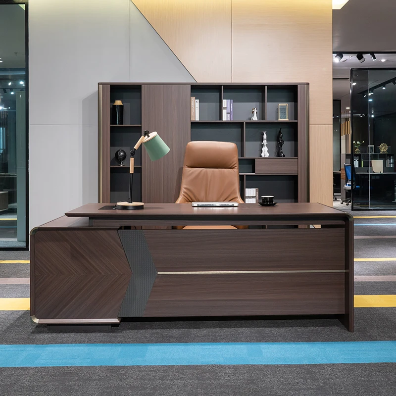 MDF office furniture set ceo manager l shape desk office chair and table business wood executive office desks